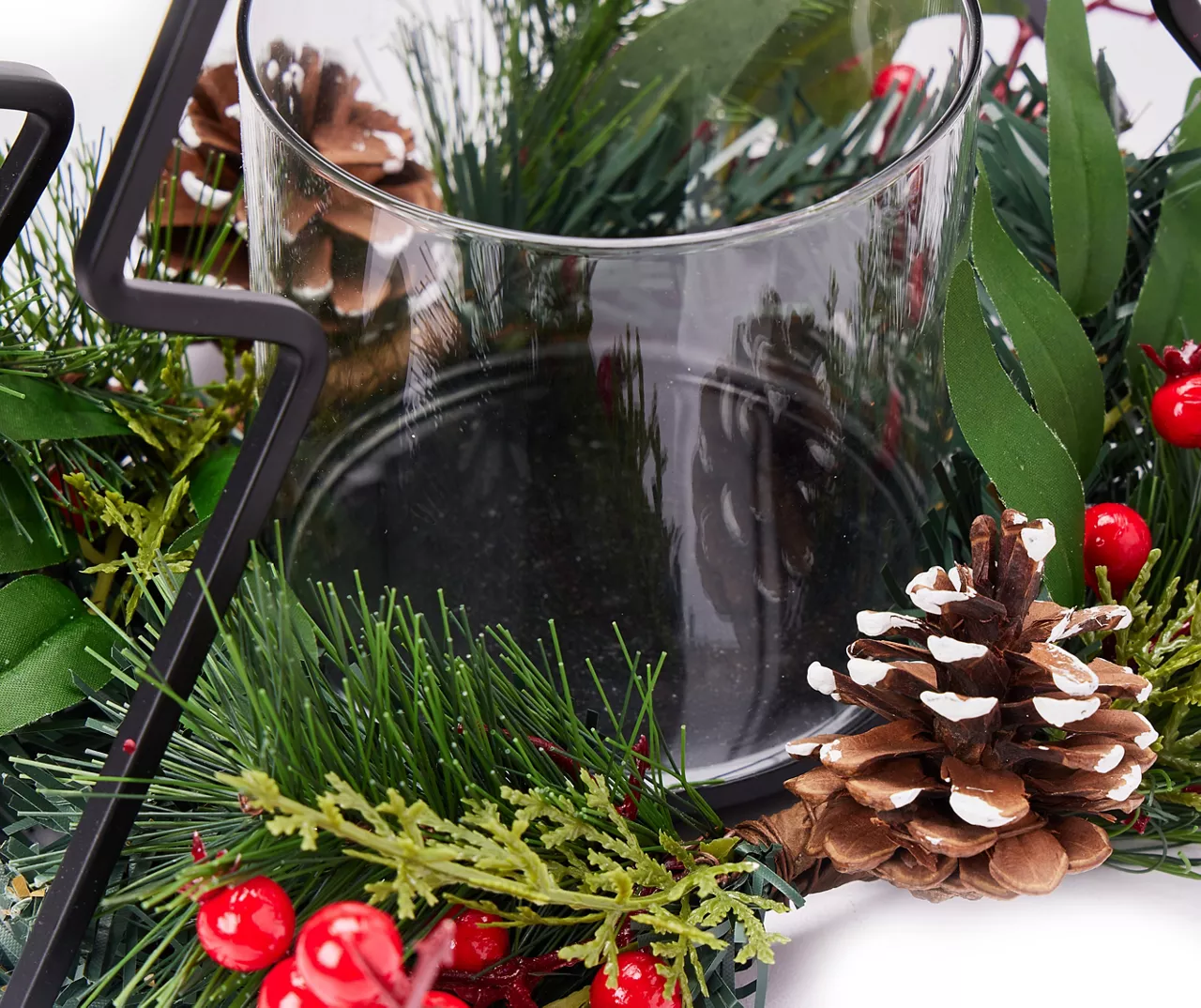 Metal Tree & Greenery LED Candle Holder - Image 3