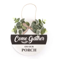 "On Our Porch" Greenery Hanging Wall Decor