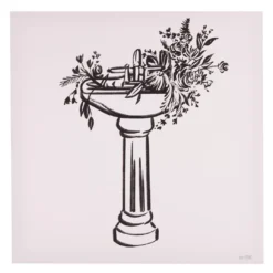 Vintage Line Art Sink Art Canvas, (12" X 12")