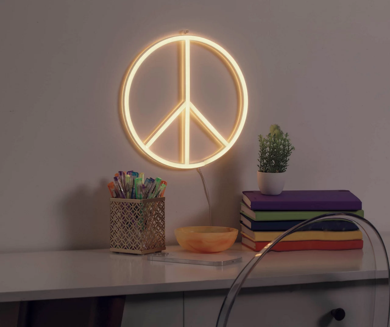 Glow-Up Peace Sign LED Wall Light - Image 2