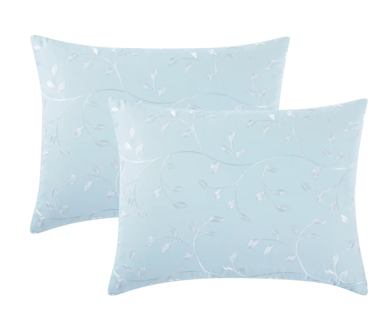 Casa Light Blue & White Embroidered Leaf Vine Comforter Set - Image 2