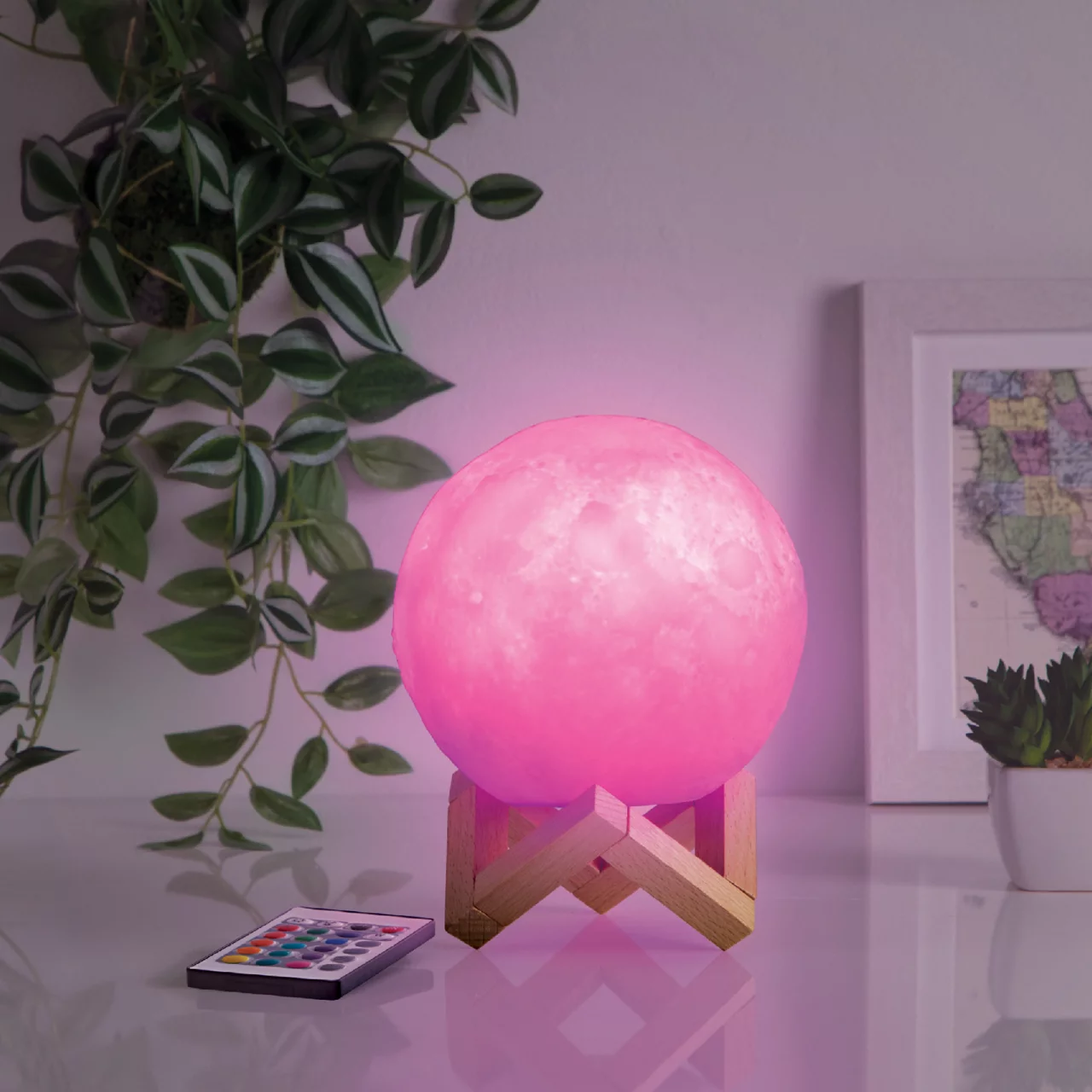Glow-Up RGB LED Moon Lamp With Remote - Image 2