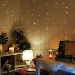 Glow-Up Warm White Wide Cascading LED Curtain Light Set, (10' X 5')