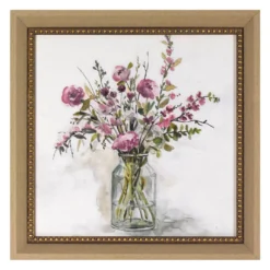 Lavender Bouquet Framed Art Canvas, (16" X 16")