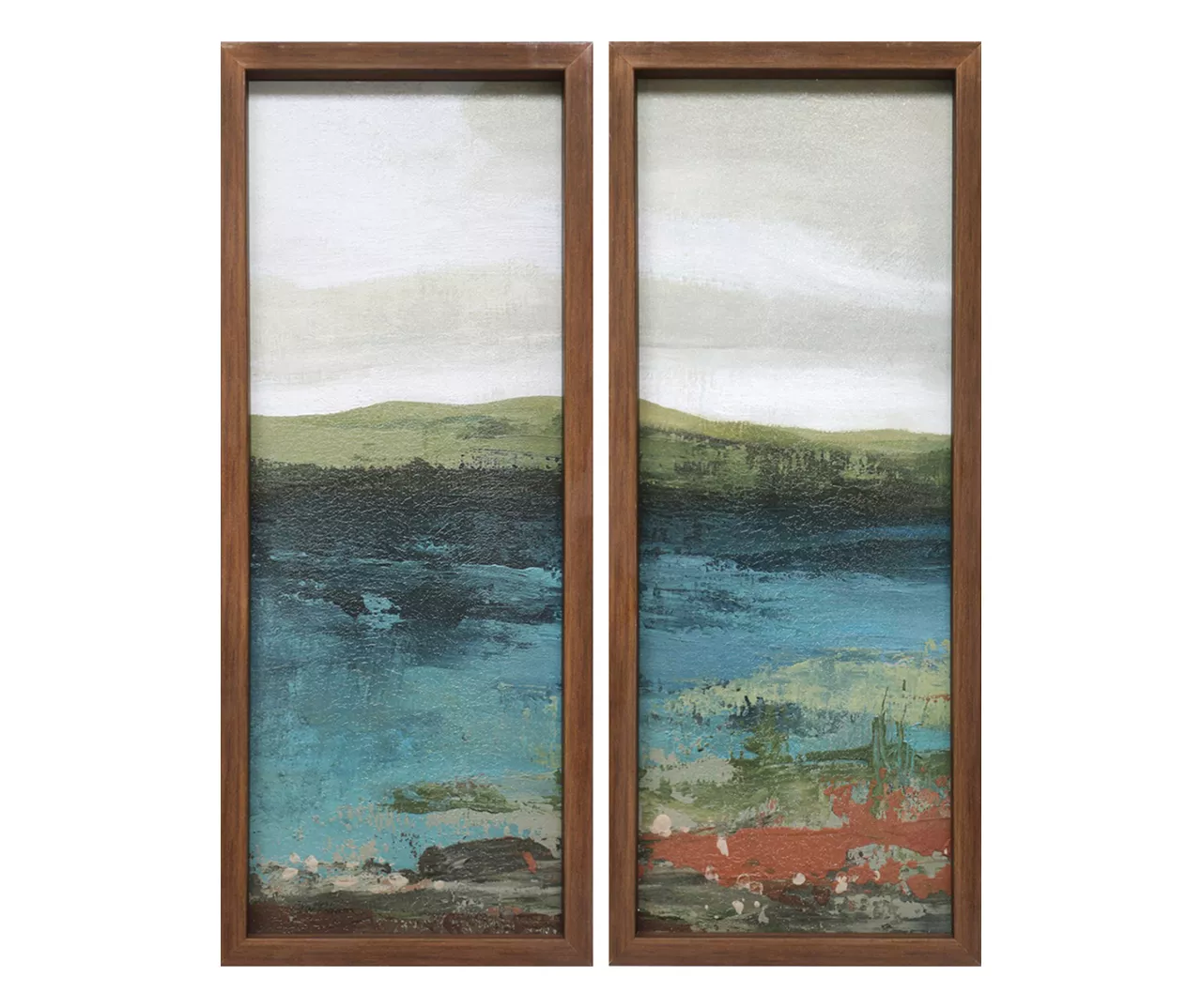 Mountain & River Landscape 2-Piece Framed Art Set, (8" X 20")