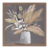 Mixed Florals In White Vase Beaded Frame Art Canvas, (17" X 17")