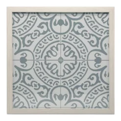 Blue Tile Medallion 2-Piece Framed Art Decor Set