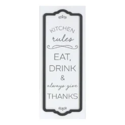 "Kitchen Rules" White Art Canvas, (8" X 20")