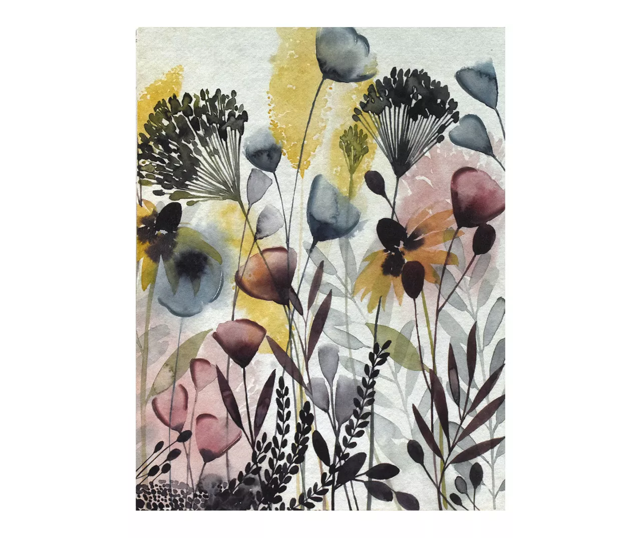Watercolor Wild Flowers Art Decor, (12" X 16")