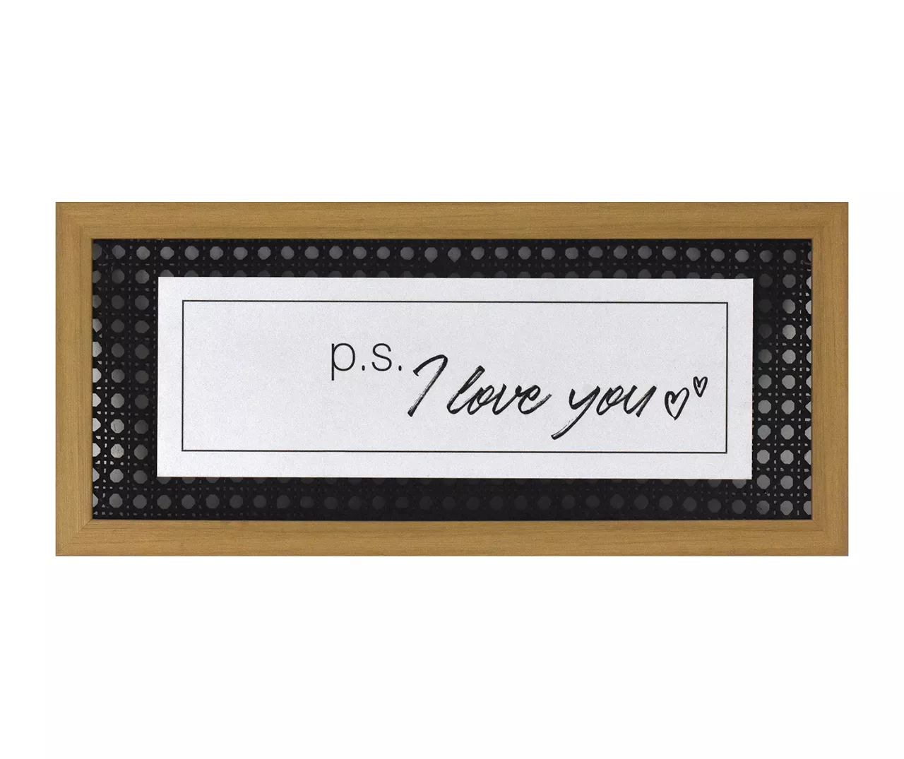 "P.S. I Love You" Rattan Weave Framed Wall Decor