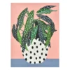 Polka Dot Plant In Vase Art Canvas, (12" X 16")