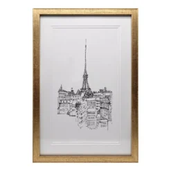Eiffel Tower Sketch Framed Art, (11.5" X 17.5")