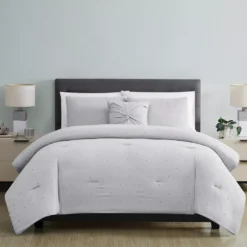 Light Gray Stitch-Tufted Comforter Set