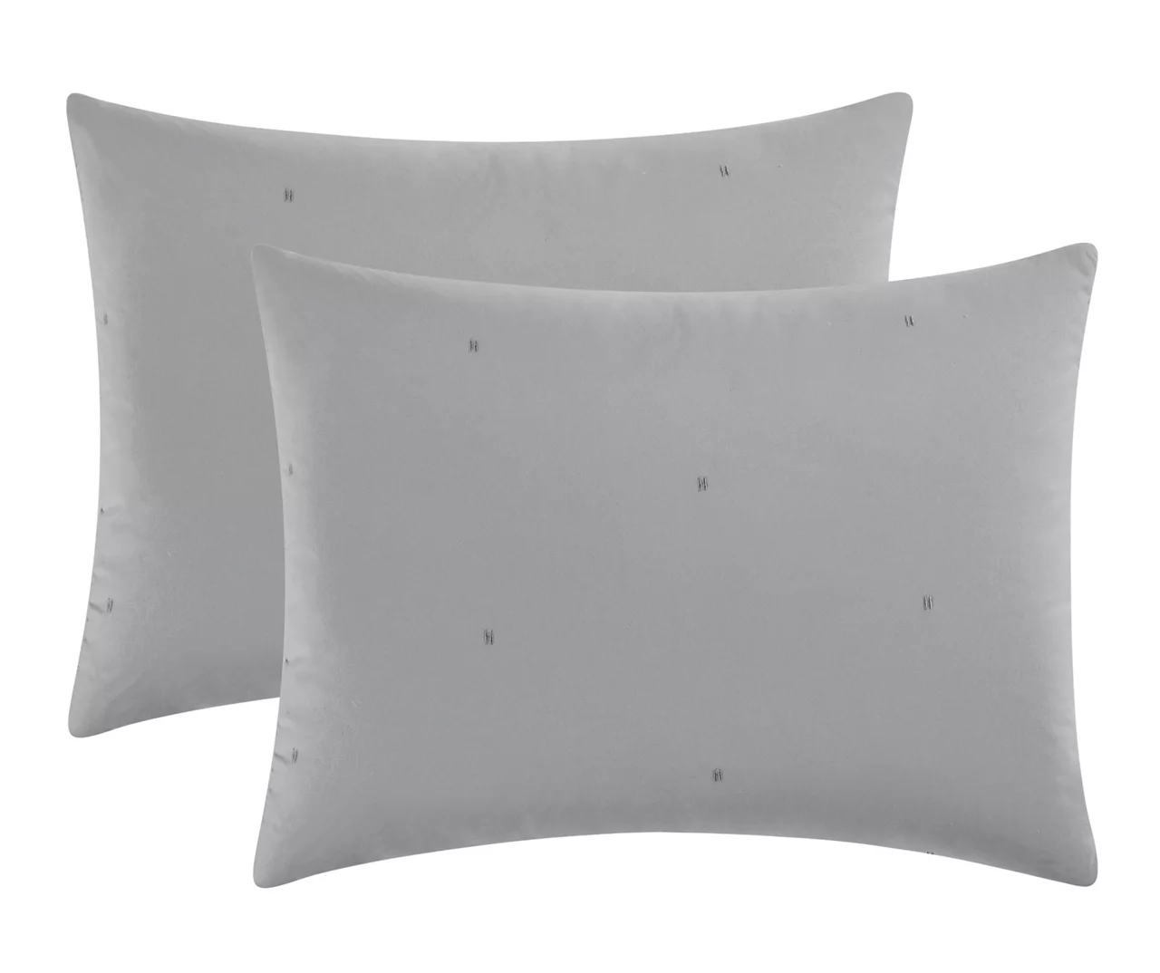 Light Gray Embroidered-Accent Stitch-Tufted Comforter Set - Image 2