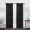Black Velvet Abstract Blackout Grommet Curtain Panel Pair, (84")