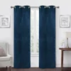 Navy Velvet Abstract Blackout Grommet Curtain Panel Pair, (84")