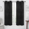 Black Velvet Abstract Blackout Grommet Curtain Panel Pair, (63")