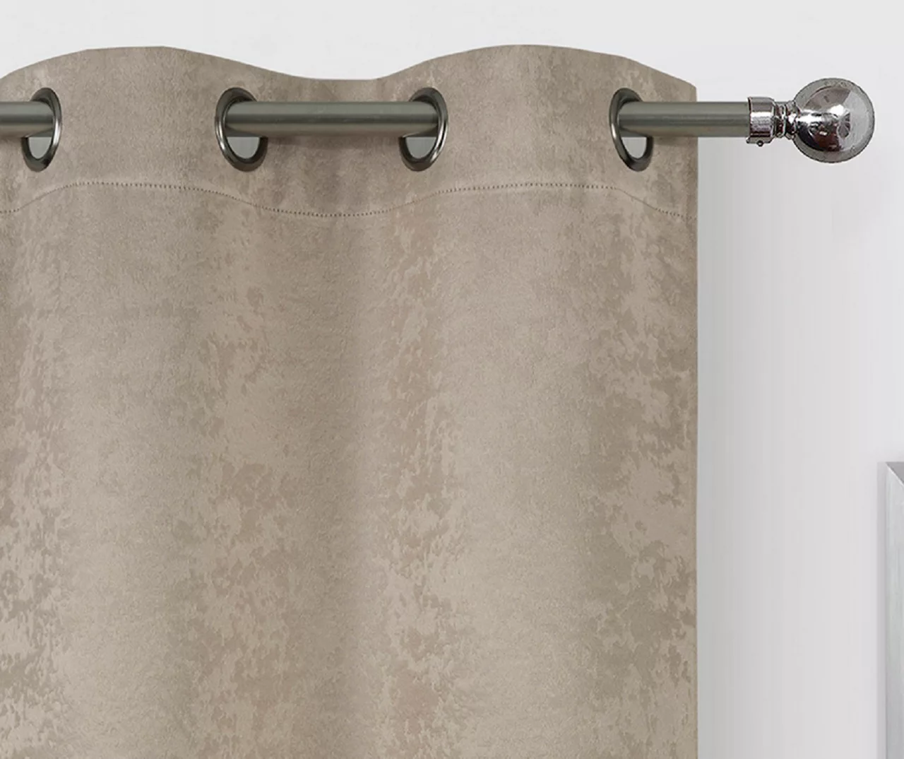 Taupe Velvet Abstract Blackout Grommet Curtain Panel Pair, (63") - Image 2