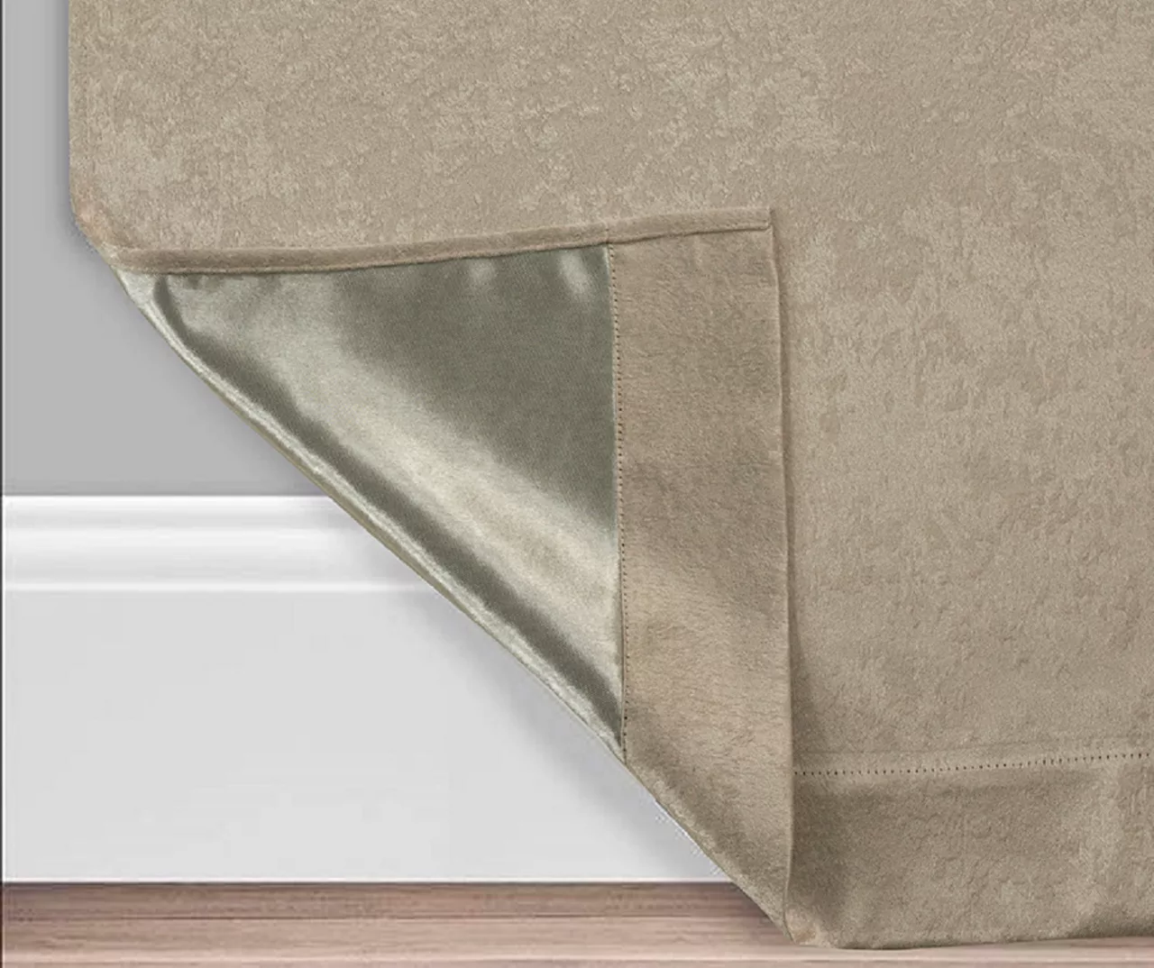 Taupe Velvet Abstract Blackout Grommet Curtain Panel Pair, (63") - Image 4