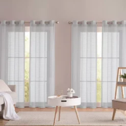 Angela Gray Sheer Stripe 4-Piece Curtain Panel Set, (84")