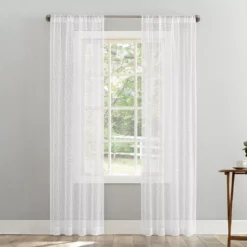 Tinsley White Boucle Light-Filtering Rod Pocket Curtain Panel, (84")