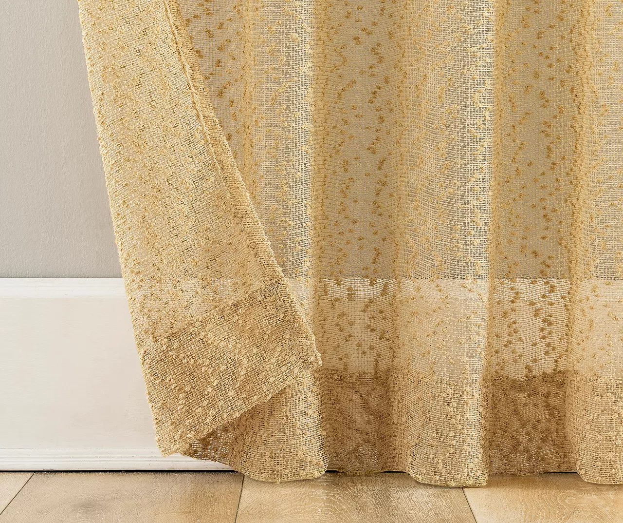 Tinsley Gold Boucle Light-Filtering Rod Pocket Curtain Panel, (84") - Image 4