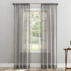 Tinsley Gray Boucle Light-Filtering Rod Pocket Curtain Panel, (84")