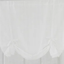 Sanders White Tie-Up Rod Pocket Curtain Panel, (63")