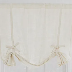 Sanders Taupe Tie-Up Rod Pocket Curtain Panel, (63")