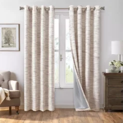 Maroon Chenille Grommet Curtain Panel Pair With Blackout Lining, (84")