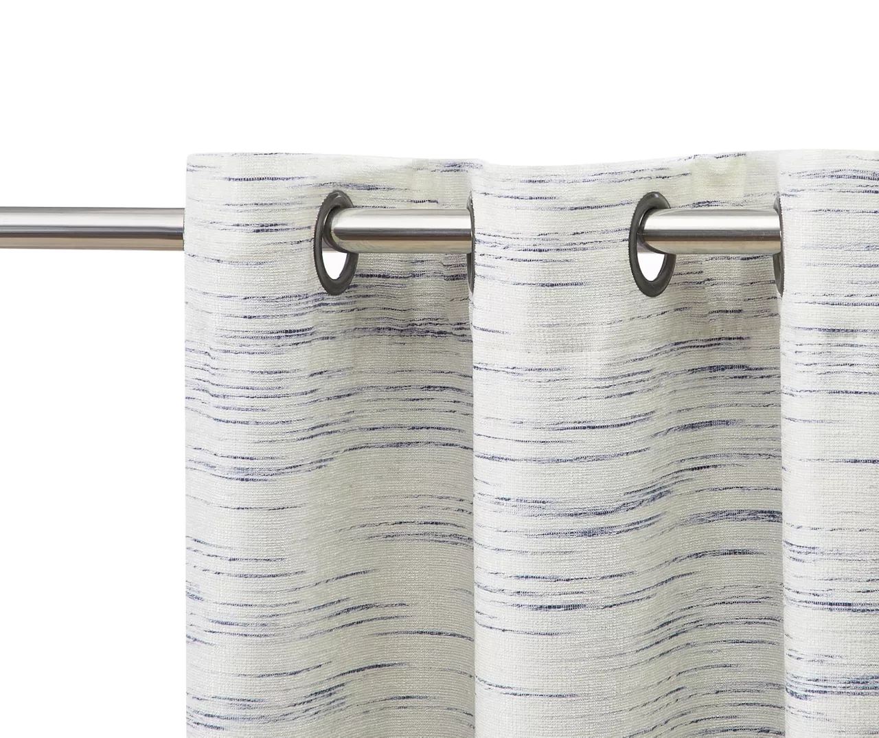 Indigo Stripe Chenille Grommet Curtain Panel Pair With Blackout Lining, (84") - Image 2