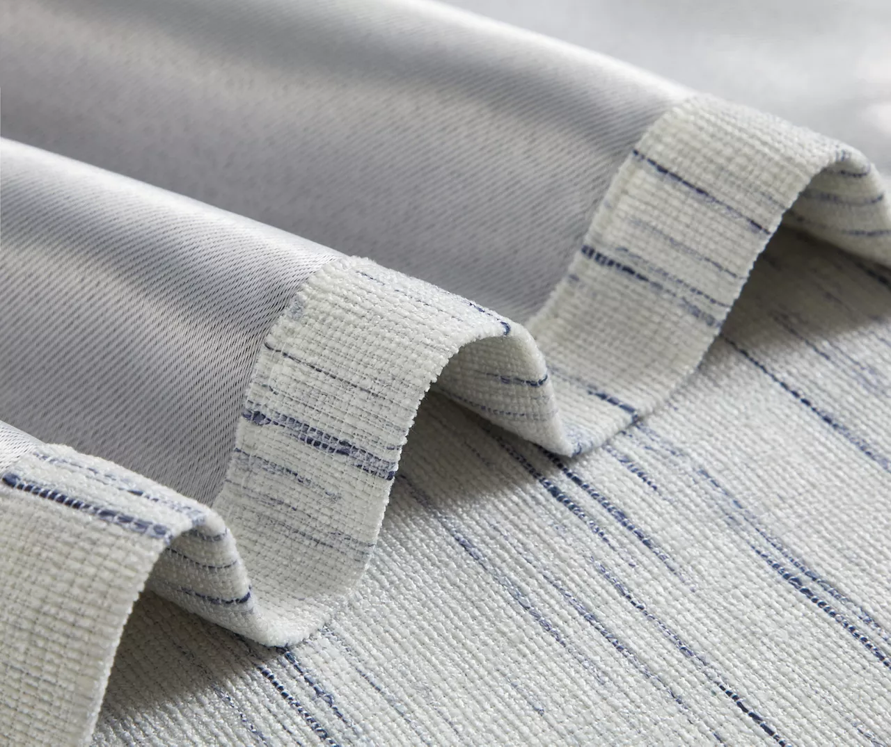 Indigo Stripe Chenille Grommet Curtain Panel Pair With Blackout Lining, (84") - Image 3