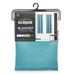 Teal Blackout Rod Pocket Curtain Panel, (63")