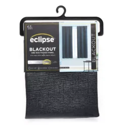 Black Blackout Rod Pocket Curtain Panel, (63")