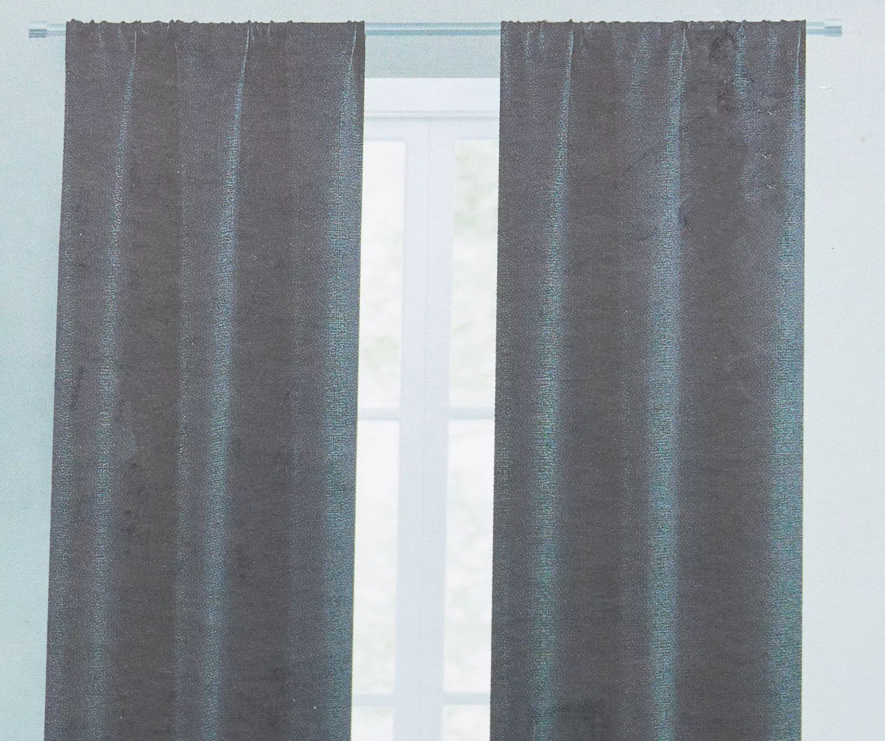 Black Blackout Rod Pocket Curtain Panel, (84") - Image 2