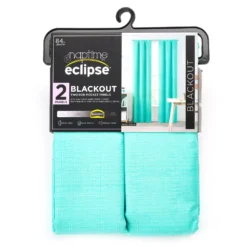 Naptime Blue Blackout Rod Pocket Curtain Panel Pair, (84")