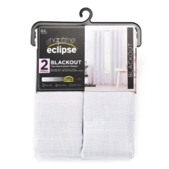 Naptime White Blackout Rod Pocket Curtain Panel Pair, (84")