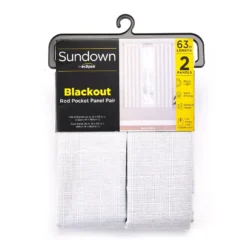 Benley White Blackout Rod Pocket Curtain Panel Pair, (63")