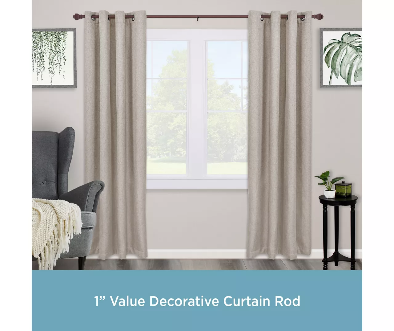 Riley Chocolate 1" Adjustable Curtain Rod, (30"-84") - Image 2