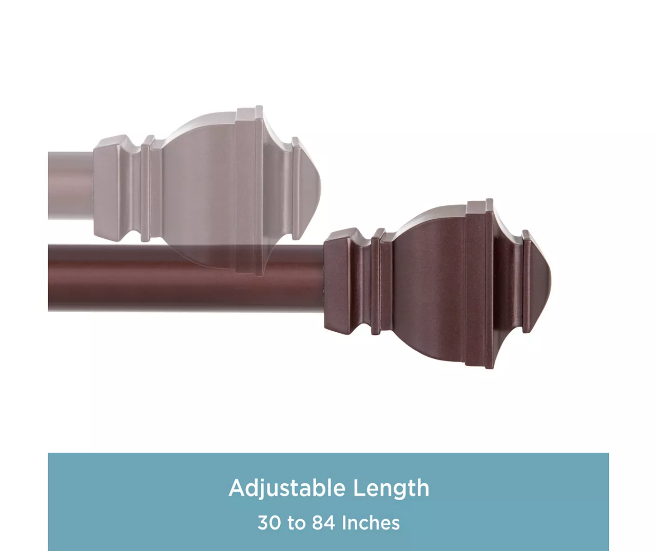 Riley Chocolate 1" Adjustable Curtain Rod, (30"-84") - Image 3