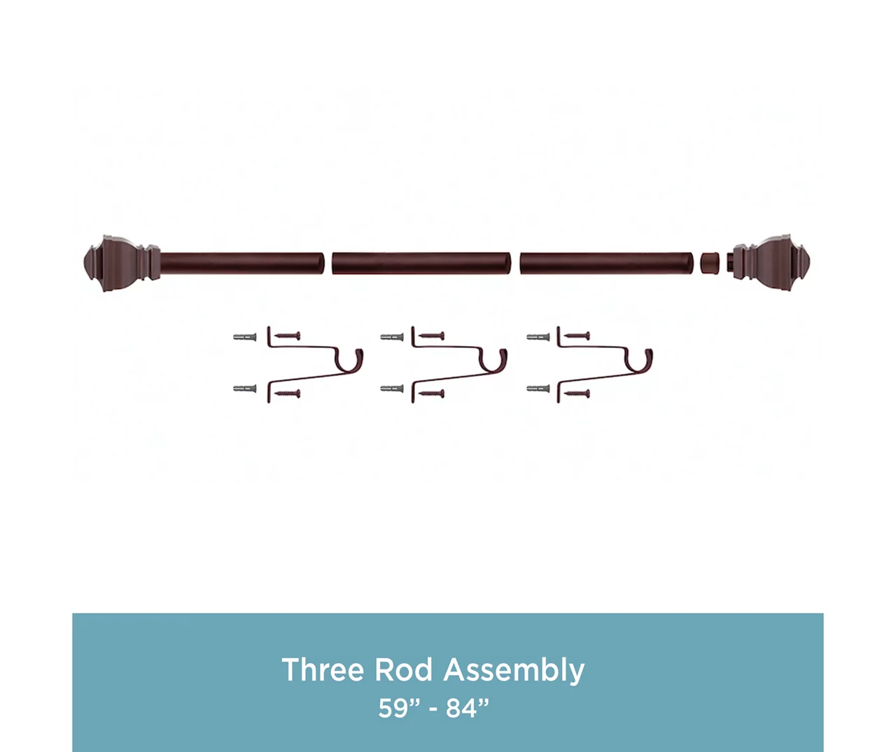 Riley Chocolate 1" Adjustable Curtain Rod, (30"-84") - Image 6
