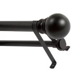 Layla Black 1" Adjustable Double Curtain Rod, (30"-84")