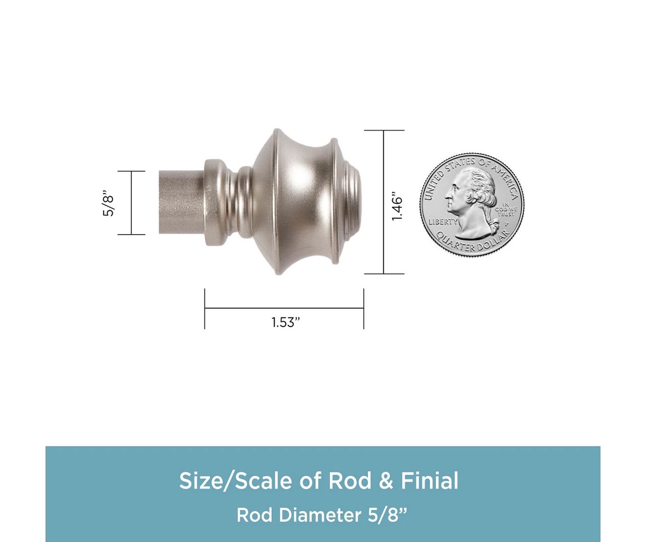 Phoenix Brushed Nickel 5/8" Adjustable Curtain Rod, (28"-48") - Image 3