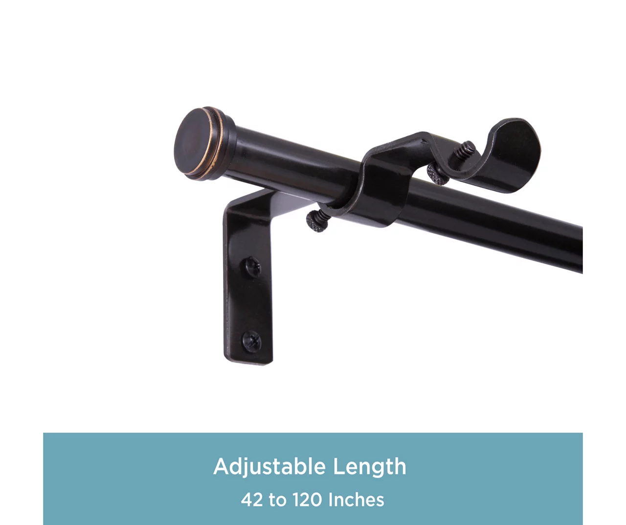 Kenney Double 5/8" Adjustable Curtain Rod Conversion Kit, (42"-120") - Image 12