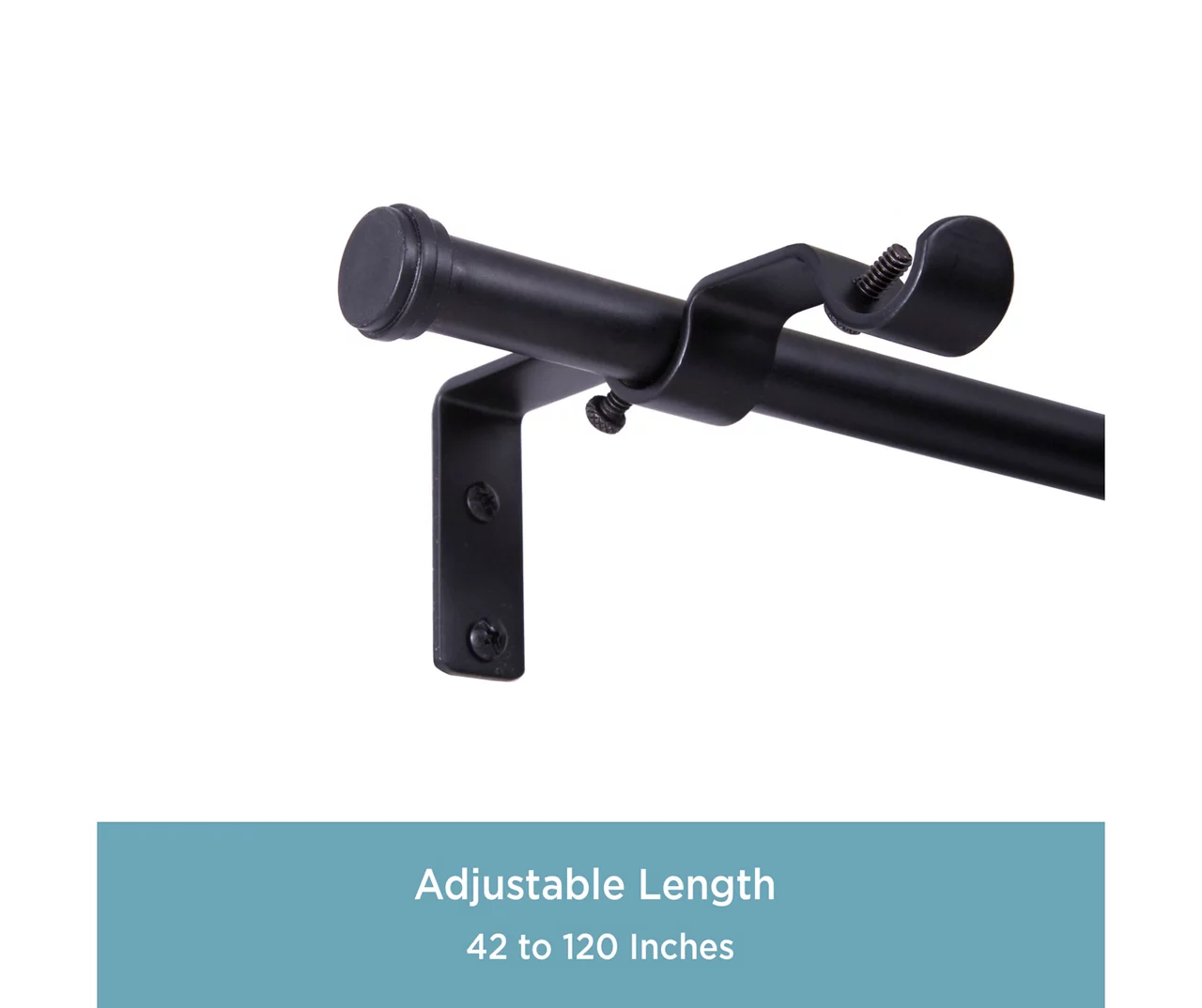 Kenney Double 5/8" Adjustable Curtain Rod Conversion Kit, (42"-120") - Image 6