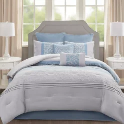 Casey Embroidered Damask Comforter Set