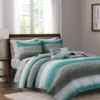 Seth Aqua & Gray Paint Stroke King 8-Piece Quilted Coverlet Set