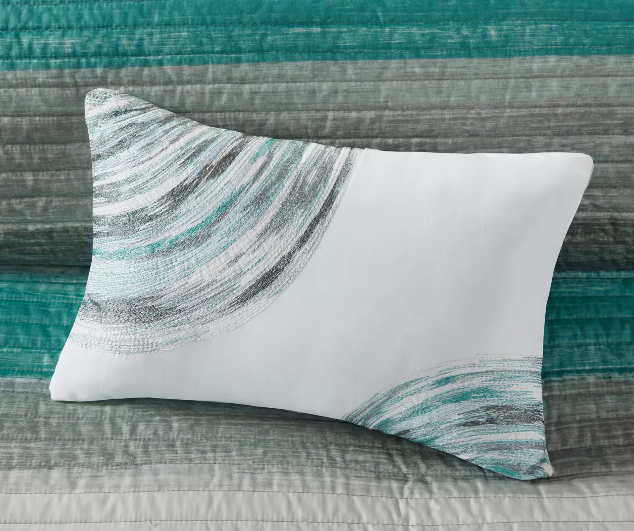 Seth Aqua & Gray Paint Stroke King 8-Piece Quilted Coverlet Set - Image 8