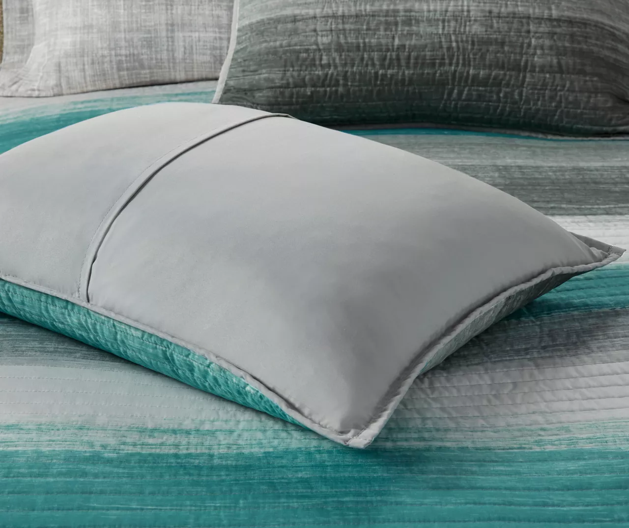 Seth Aqua & Gray Paint Stroke King 8-Piece Quilted Coverlet Set - Image 9