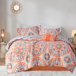 Nepal Coral Medallion King 9-Piece Comforter Set
